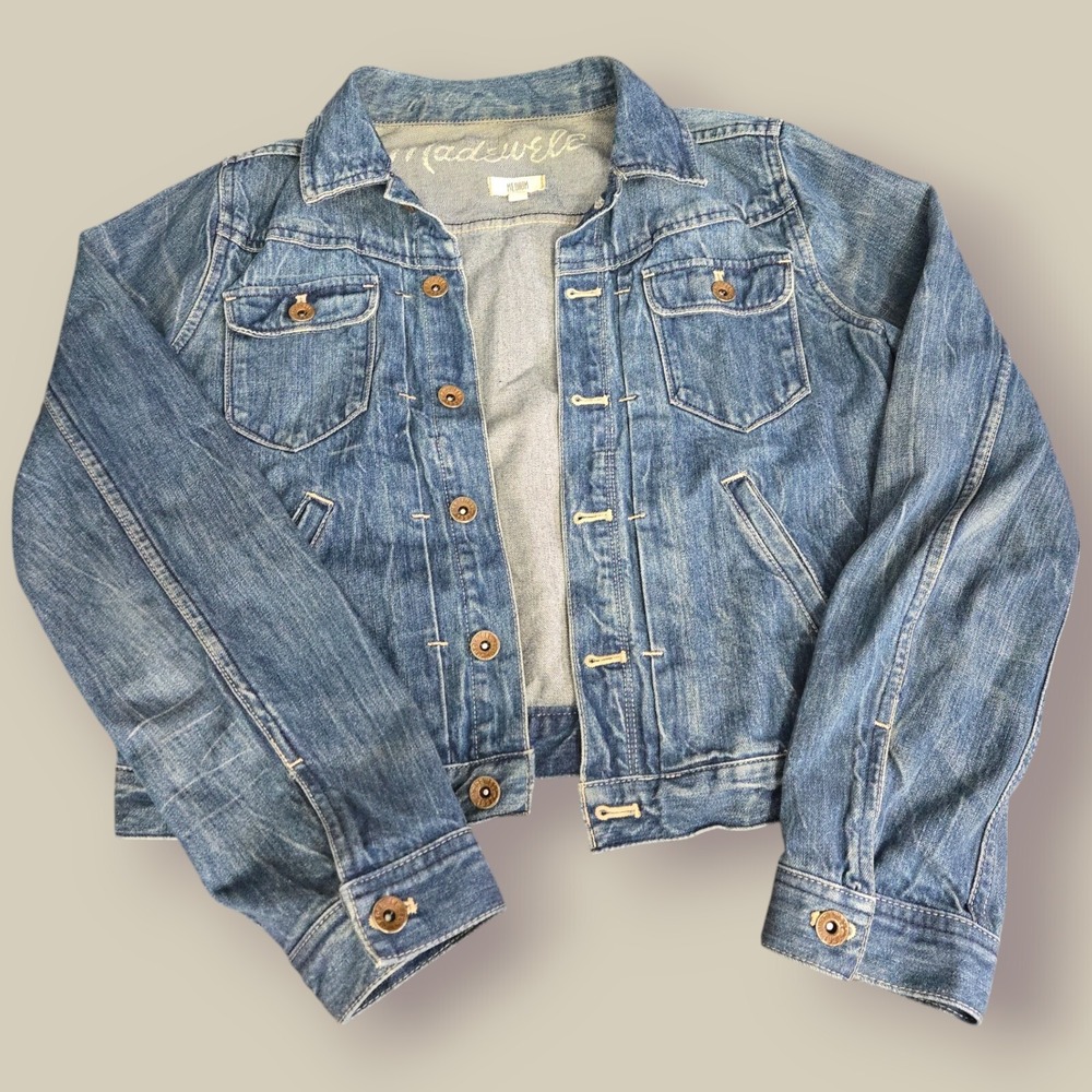Madewell Classic Denim Jacket Womens Medium Blue Casual Button-Up Jean Jacket